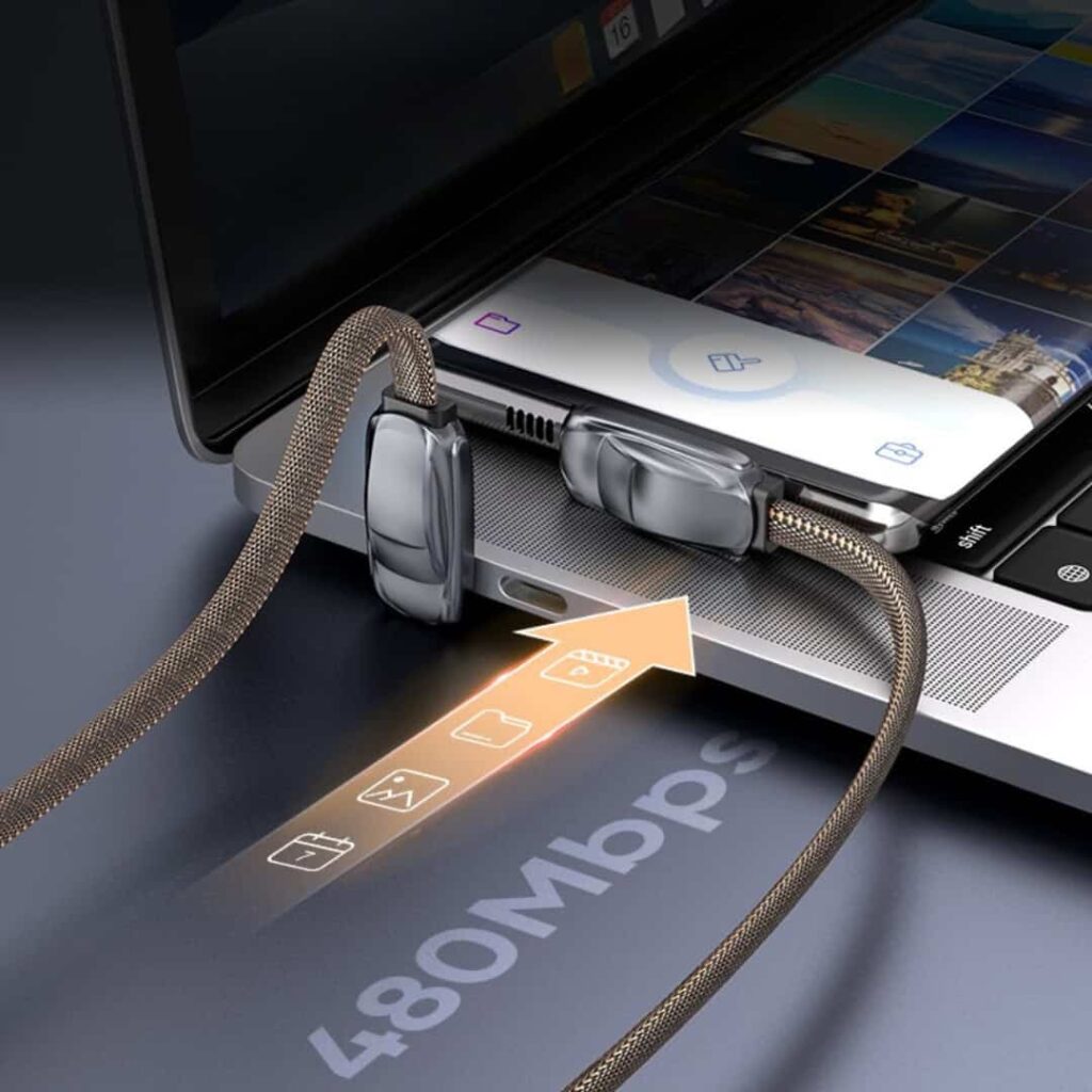 SlimWin USB-C-USB-C 240W Gyorstöltő és Adatkábel 480 Mbps – Autós kiadás | SlimWin