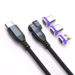 SlimWin USB-C Mágneses 3 az 1-ben 240W 16 Tűs Gyorstöltő és Adatkábel – 180° Hajlítható | SlimWin